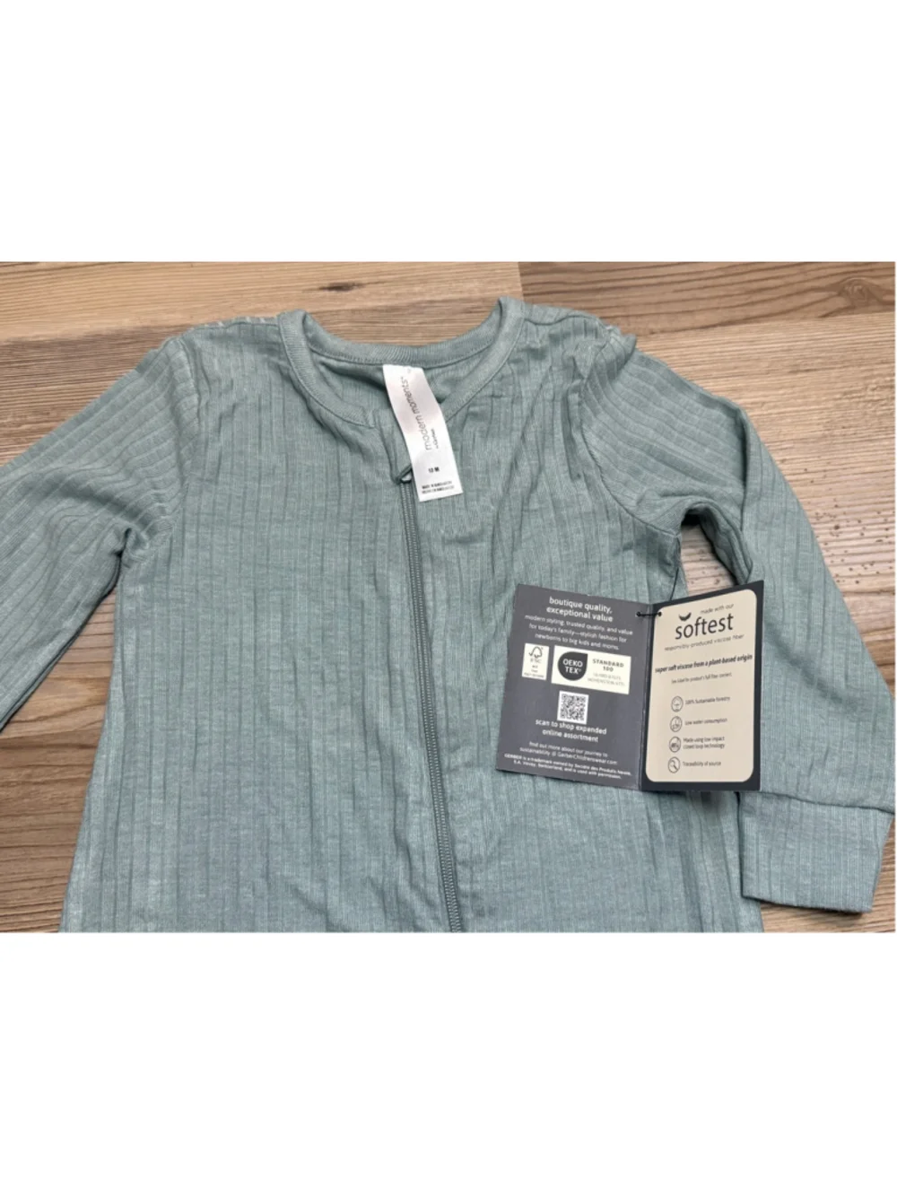 Baby Modern Moments by Gerber Blue/Green Ribbed zip up 12 Months